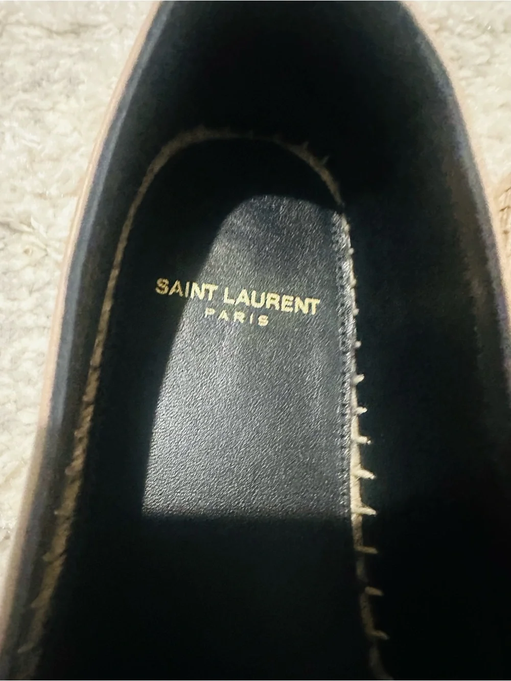 Saint Laurent Beige Leather Espadrille Slip-Ons